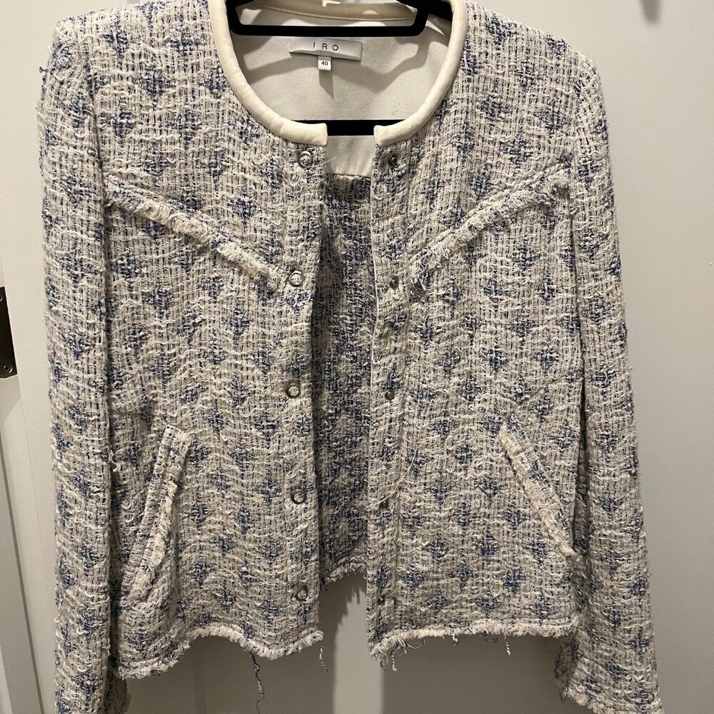 IRO Handi Jacket Size 40 (US 8/10) Blue White Tweed (Like New)